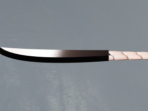 Rose gold machete with a leather grip 3D Model