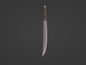 Rose gold machete with a leather grip 3D Model