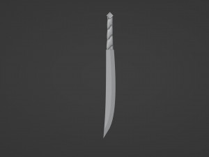 Rose gold machete with a leather grip 3D Model