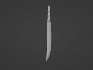 Rose gold machete with a leather grip 3D Model