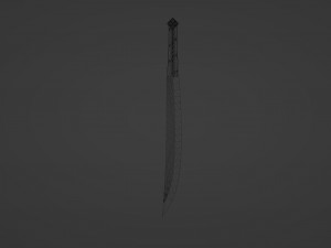 Rose gold machete with a leather grip 3D Model
