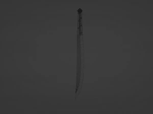 Rose gold machete with a leather grip 3D Model