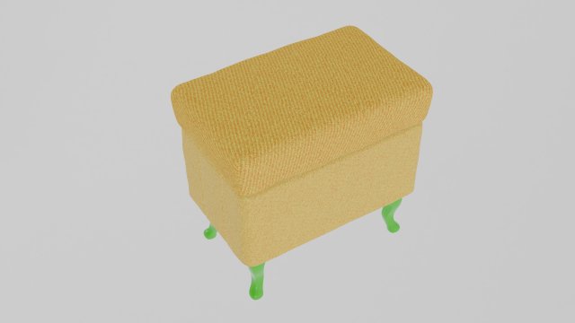 Yellow rectangular pouf with green legs 3Dモデル .c4d .max .obj .3ds .fbx .stl .blend