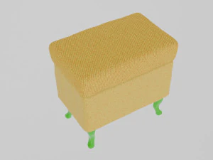 Yellow rectangular pouf with green legs 3D Model