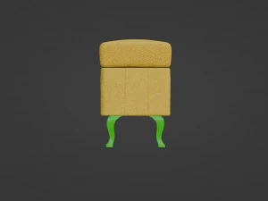 Yellow rectangular pouf with green legs 3D Model