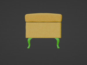 Yellow rectangular pouf with green legs 3Dモデル