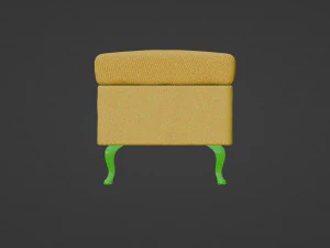 Yellow rectangular pouf with green legs 3D Model