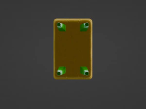 Yellow rectangular pouf with green legs 3D Model