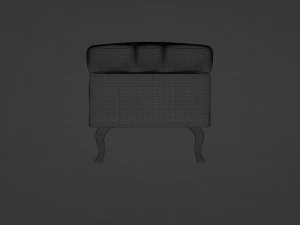 Yellow rectangular pouf with green legs 3D Model
