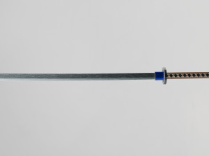 Traditional Japanese katana with a blue hilt and a sharp 3D Model