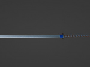 Traditional Japanese katana with a blue hilt and a sharp 3D Model