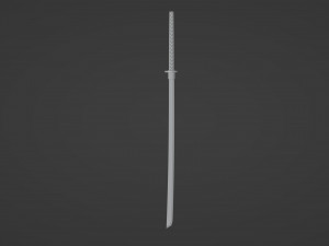 Traditional Japanese katana with a blue hilt and a sharp 3D Model