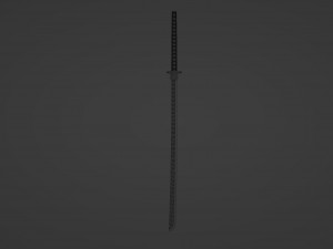 Traditional Japanese katana with a blue hilt and a sharp 3D Model