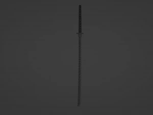 Traditional Japanese katana with a blue hilt and a sharp 3D Model