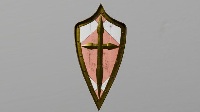 Tri-Parted Pointed Heraldic Shield Model 3D .c4d .max .obj .3ds .fbx .stl .blend 