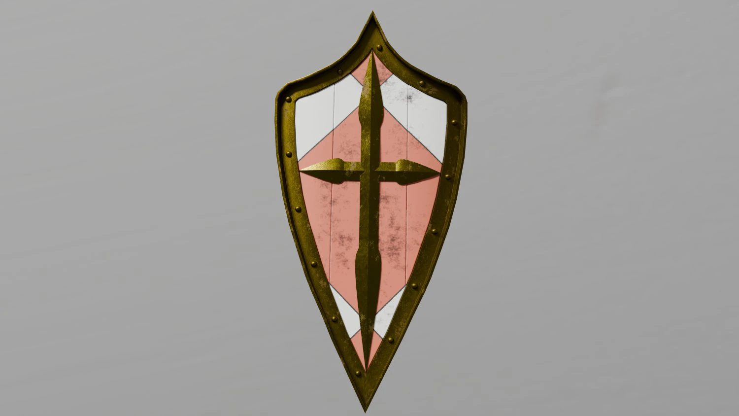 Tri-Parted Pointed Heraldic Shield 3D Model .c4d .max .obj .3ds .fbx .stl .blend 