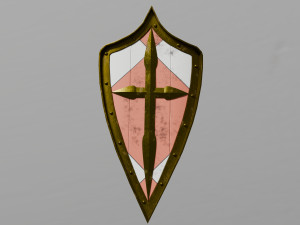 Tri-Parted Pointed Heraldic Shield 3D-Modell