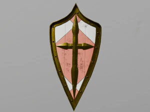 Трироздільний загострений геральдичний щит 3D Модель