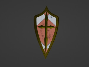 Tri-Parted Pointed Heraldic Shield Model 3D