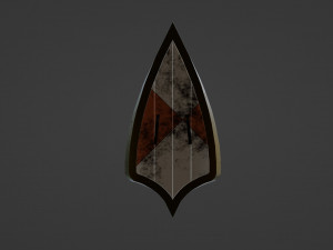 Tri-Parted Pointed Heraldic Shield Model 3D