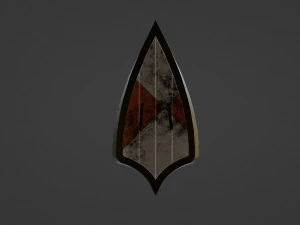 Tri-Parted Pointed Heraldic Shield 3D Model