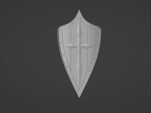 Tri-Parted Pointed Heraldic Shield Model 3D