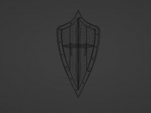 Tri-Parted Pointed Heraldic Shield Model 3D