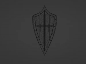 Tri-Parted Pointed Heraldic Shield 3D Model