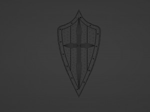 Tri-Parted Pointed Heraldic Shield Model 3D