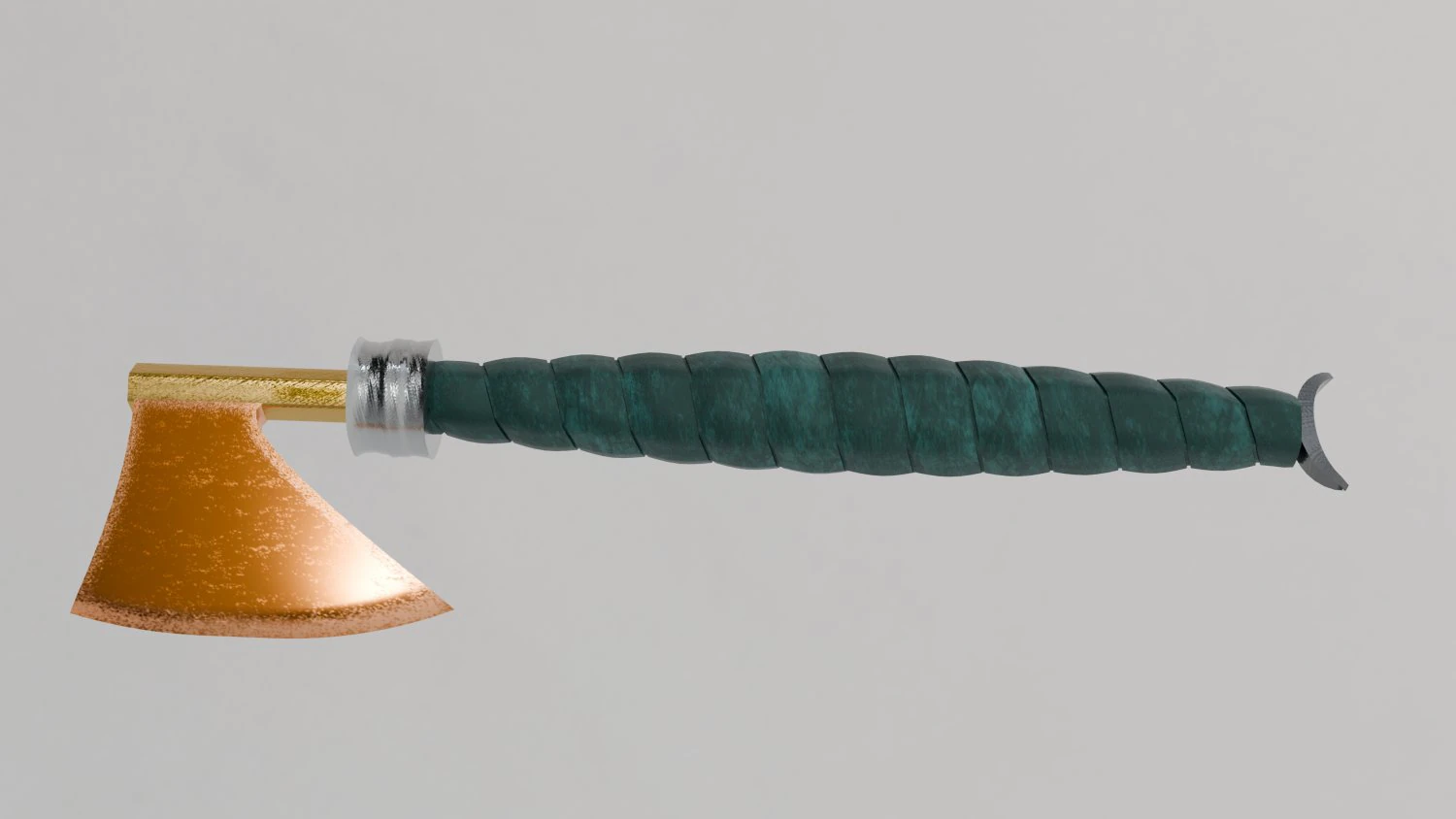 An axe with a green sheathed handle 3D Model .c4d .max .obj .3ds .fbx .stl .blend 