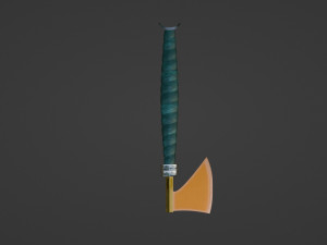 An axe with a green sheathed handle 3D Model