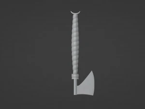 An axe with a green sheathed handle 3D Model