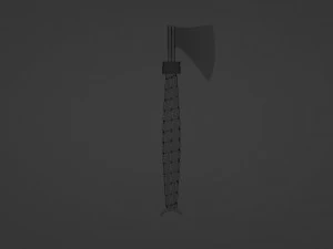 An axe with a green sheathed handle 3D Model