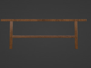 A long dining table with support beams and medium-thick rectangular legs Modelo 3D