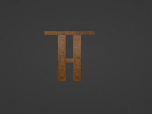 A long dining table with support beams and medium-thick rectangular legs Modelo 3D
