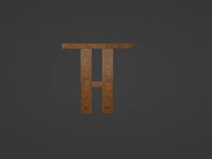 A long dining table with support beams and medium-thick rectangular legs 3D Model