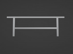 A long dining table with support beams and medium-thick rectangular legs Modelo 3D