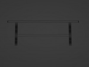 A long dining table with support beams and medium-thick rectangular legs Modelo 3D