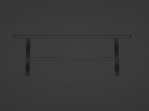 A long dining table with support beams and medium-thick rectangular legs Modelo 3D