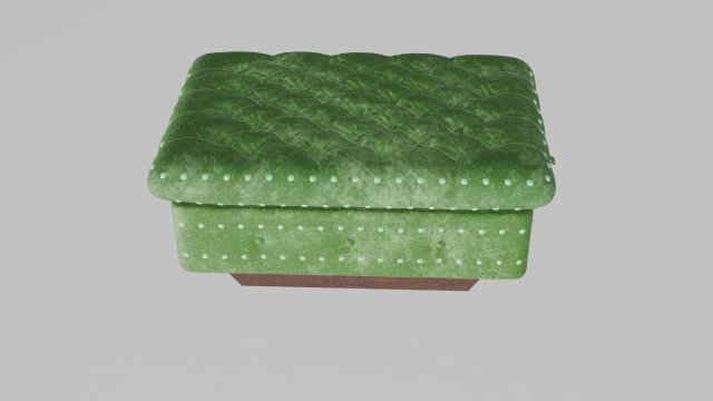 Green velvet ottoman with a puffy chesterfield pattern and buttons Modelo 3D .c4d .max .obj .3ds .fbx .stl .blend