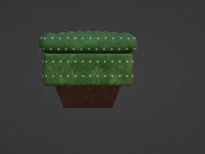 Green velvet ottoman with a puffy chesterfield pattern and buttons Modelo 3D