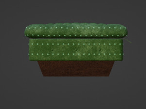 Green velvet ottoman with a puffy chesterfield pattern and buttons Modelo 3D