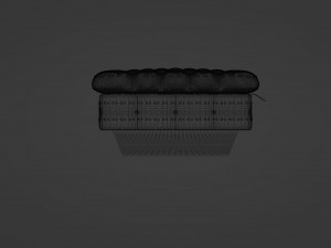 Green velvet ottoman with a puffy chesterfield pattern and buttons Modelo 3D