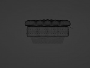 Green velvet ottoman with a puffy chesterfield pattern and buttons Modelo 3D