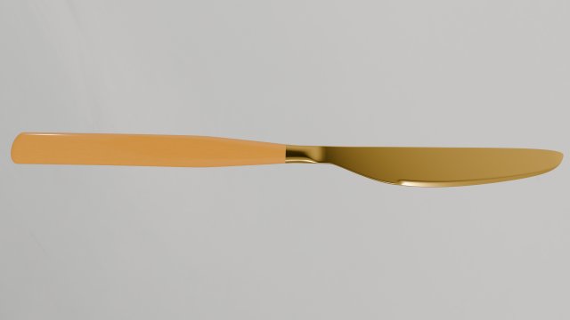Classic golden dining knife with a long and thick handle Modelo 3D .c4d .max .obj .3ds .fbx .stl .blend 