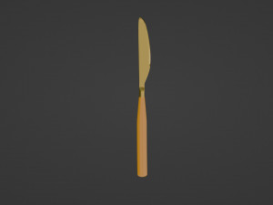 Classic golden dining knife with a long and thick handle Modelo 3D
