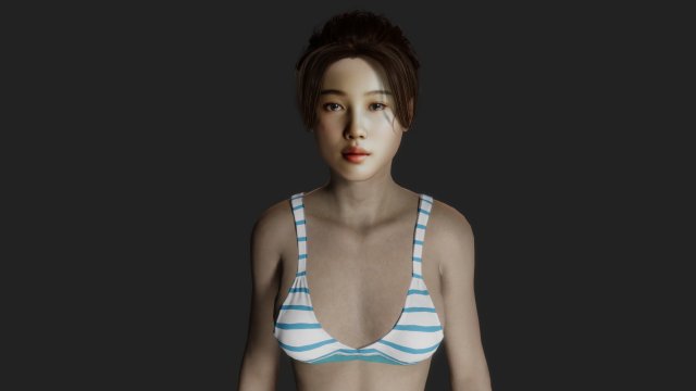 Chinese top model in swimsuit 3D 모델 .c4d .max .obj .3ds .fbx .stl .blend 