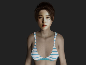 Chinese top model in swimsuit Modèle 3D