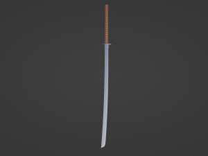 Long silver katana Modelo 3D
