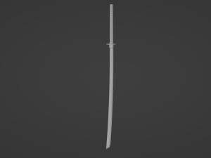 Long silver katana Modelo 3D